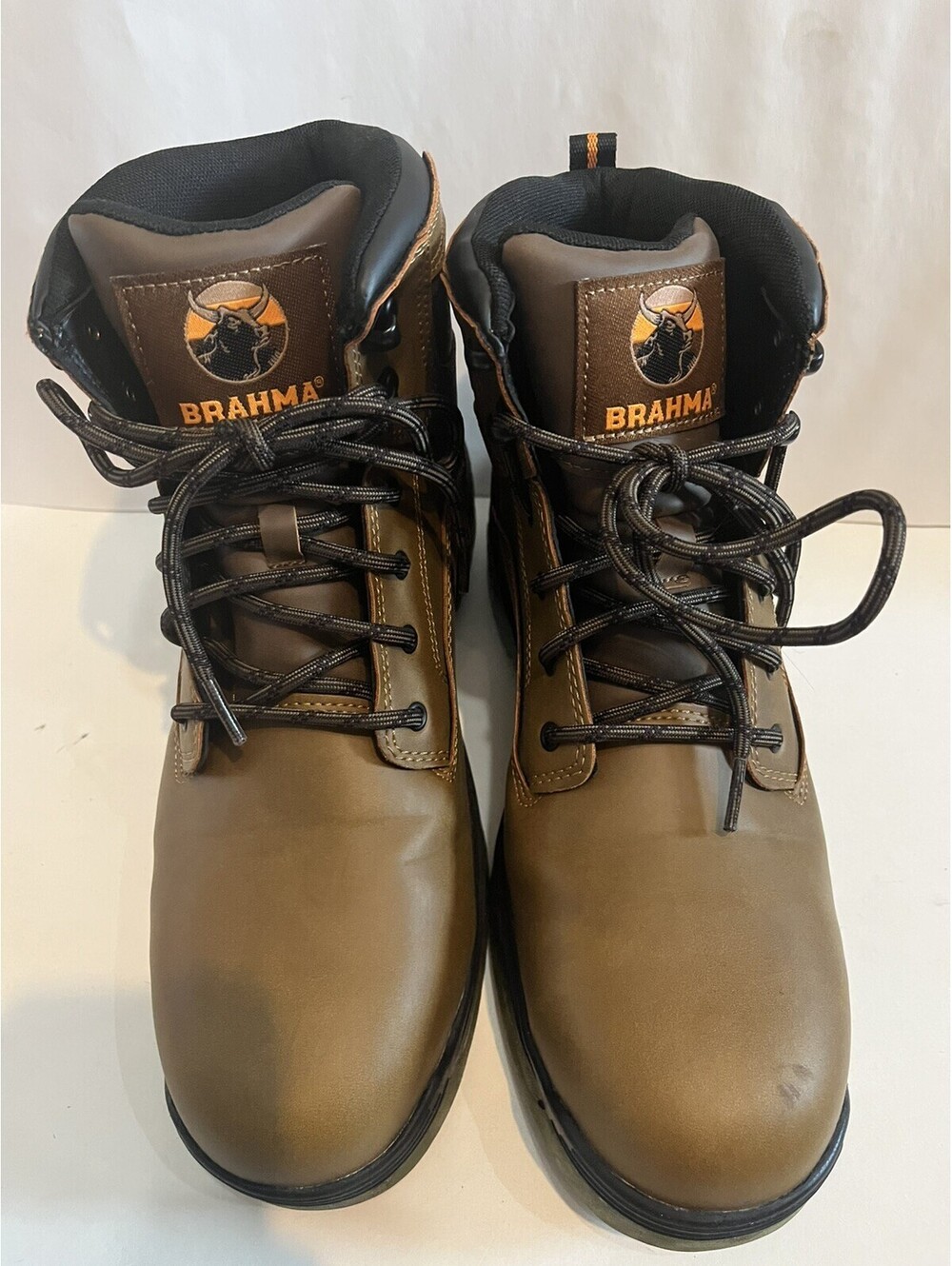 Brahma Men's Brown Ankle Work Boots Lace Up Round Toe Synthetic 10.5